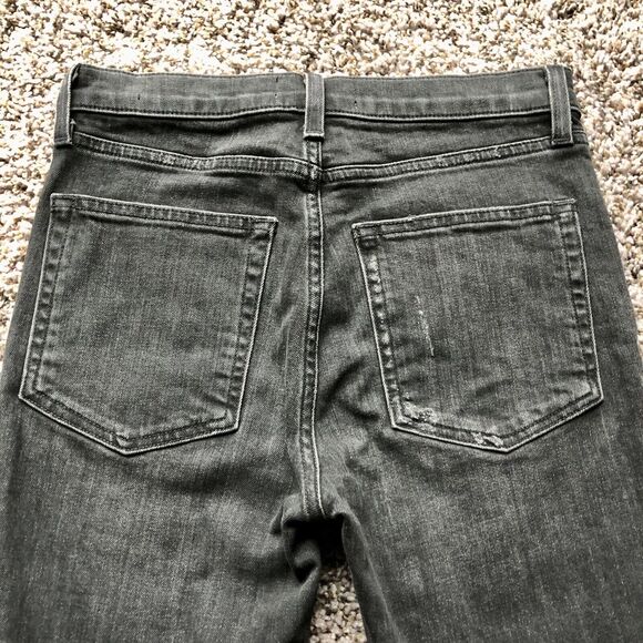 Nili Lotan Jeans 25 Black Mid Rise Raw Hem Distressed Wash Ankle - Picture 8 of 12